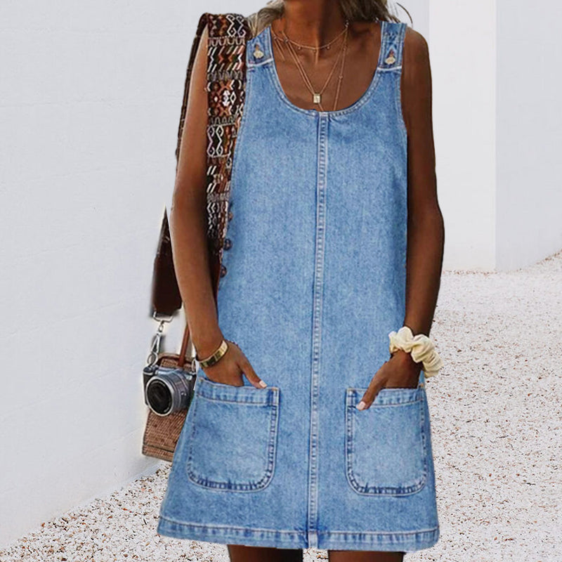 Front Pocket Denim Overall Mini Skirt Ferristale