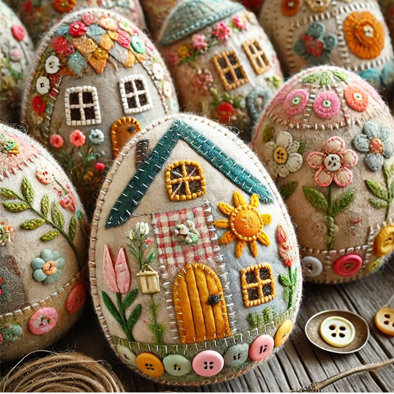 Patchwork Felt Egg House DIY Kit