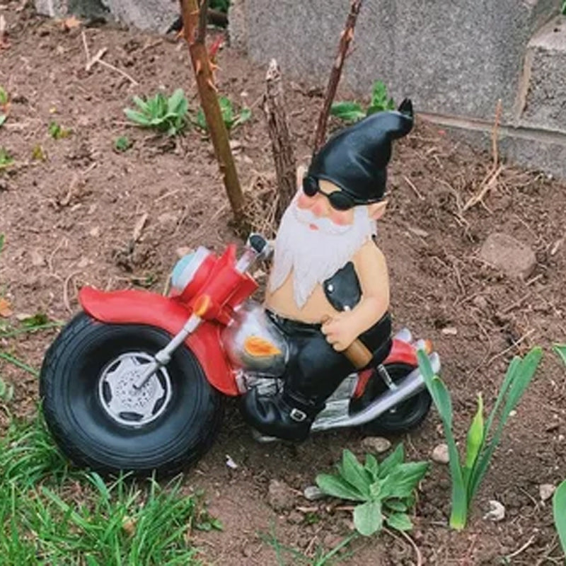 Motorcycle Gnome Statue