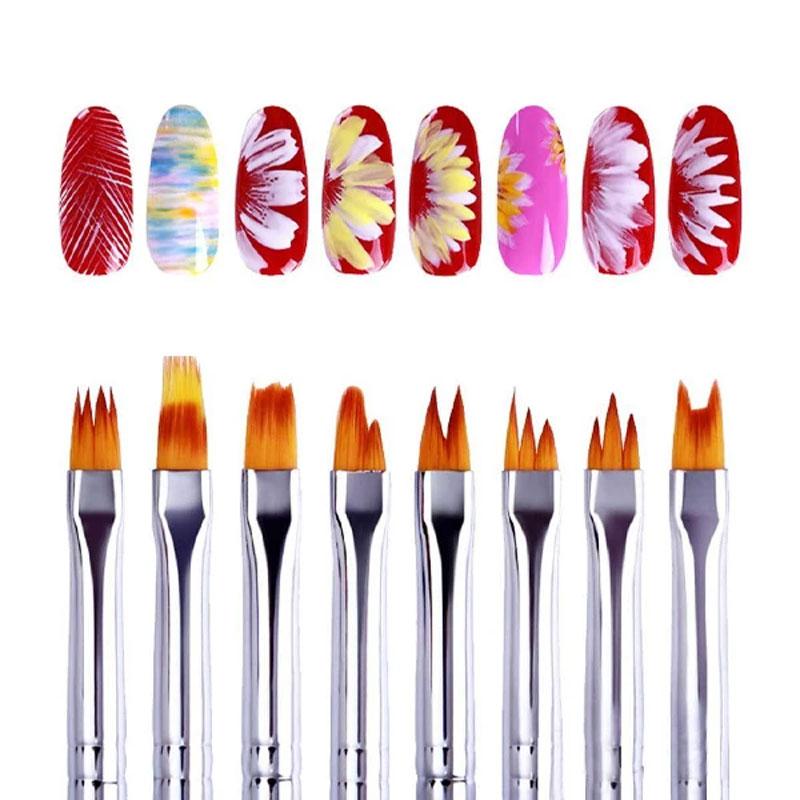 Flower Nail Art Brush Pen (8 pcs)