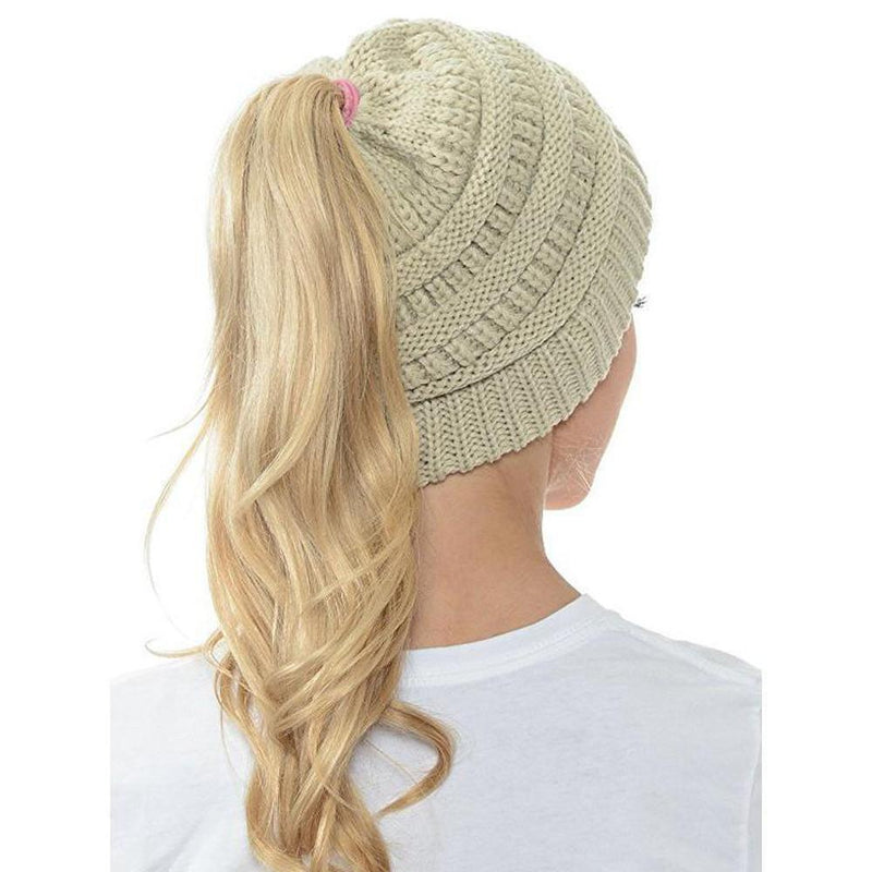 Soft Knit Ponytail Beanie Hat - mygeniusgift