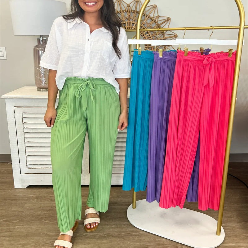 High Waisted Pleated Versatile Pants